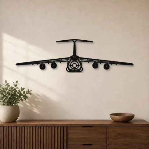 Silhouette en métal d'avion C-5 Galaxy Front, Décoration murale en métal, Décor aéronautique, Cadeau pour aviateur
