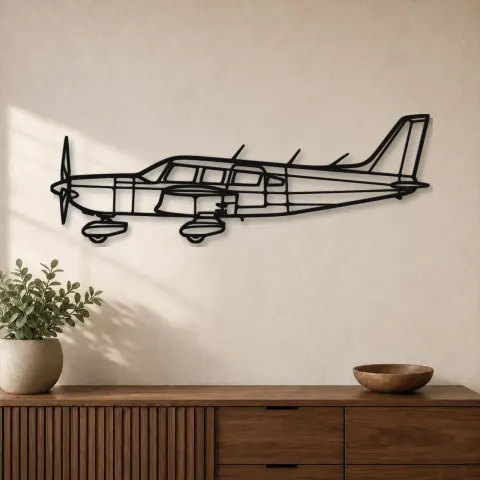 Silhouette en métal d'avion Saratoga PA-32, décoration murale en métal, décoration aéronautique, décoration d'aviation