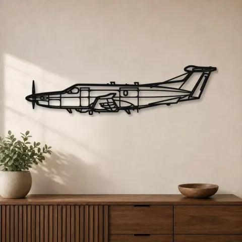 Silhouette d'avion U-28A Draco en métal, Décoration murale en métal, Décor aéronautique, Décor d'aviation