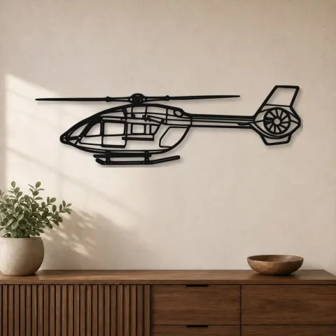 Silhouette en métal d'hélicoptère H145, décoration intérieure, cadeau d'anniversaire, silhouette d'avion