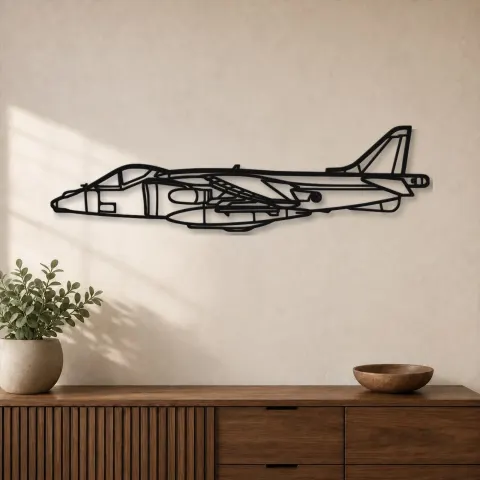Silhouette d'avion Harrier GR7 en métal, Décoration murale aéronautique