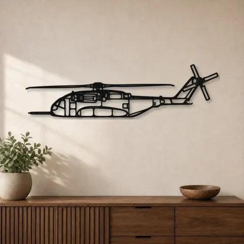 Silhouette en métal d'avion CH-53K King Stallion, Décoration murale en métal, Décor aéronautique, Cadeau pour aviateur