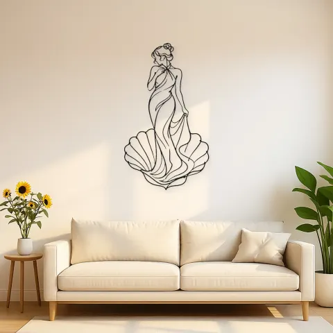 Arte Mural de Metal Venus Shell Pose | Decoración de Figura Clásica
