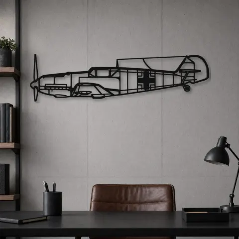 Vue alternative de Silhouette d'avion BF109 en métal, Décoration murale en métal, Décor aéronautique, Décor d'aviation