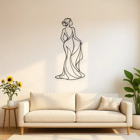 Profil mit Drapierung Metall-Wandkunst | Feminine Figur Wanddekoration