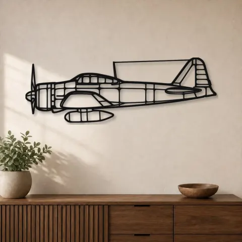 Silhouette d'avion A6M2 Zero en métal, décoration murale en métal, décoration aéronautique, décoration d'aviation