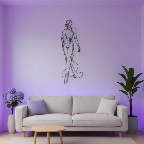 Modell mit langen Handschuhen Metall-Wandkunst | Modefigur Wanddekoration alternative Ansicht