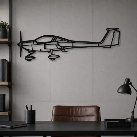 Vue alternative de Silhouette d'avion DA20 en métal, Décoration murale aéronautique