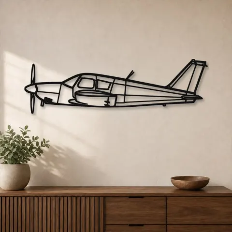 Silhouette d'avion PA-28 Cherokee en métal, Décoration murale en métal, Décor aéronautique, Décor d'aviation