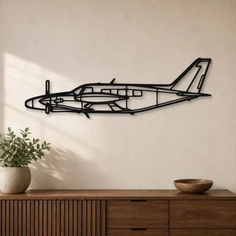 Silhouette d'avion PA-31T Cheyenne en métal, Décoration murale en métal, Décor aéronautique, Décor d'aviation