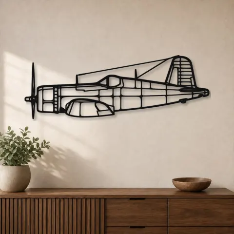 Insegna in metallo silhouette dell'aereo F4U-1A Corsair, Silhouette di aerei in metallo, Decorazione da parete aviatore