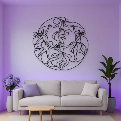Stammes-Tanzkreis Metall-Wandkunst | Wanddekoration mit Tanzsilhouette alternative Ansicht