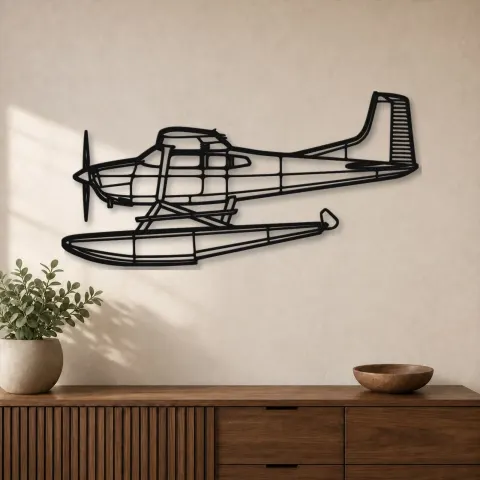 Silhouette d'avion en métal A185F Float, Décoration murale aéronautique