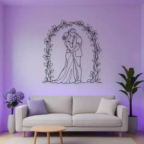 Blumenbogen-Paar Metall-Wandkunst | Romantische Paar-Dekoration alternative Ansicht