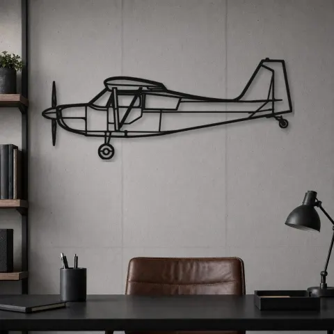 Vue alternative de Silhouette d'avion Bellanca Champion 7ECA en métal, Décoration murale en métal, Décor aéronautique, Décor d'aviation