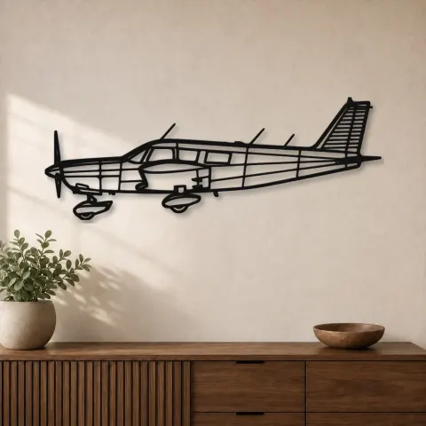 Silhouette d'avion PA-32-260 Cherokee Six en métal, Décoration murale en métal, Décor aéronautique, Décor d'aviation