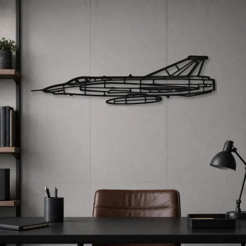 Vue alternative de Silhouette de l'avion RF-35 Draken en métal, décoration murale en métal, décoration aéronautique, décoration d'aviateur