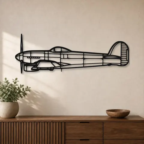 Silhouette d'avion Typhoon en métal, Décoration murale en métal, Décor aéronautique, Décor d'aviation