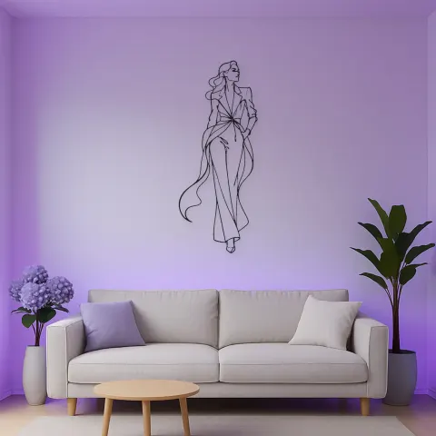Vista alternativa de Cartel de metal personalizado de pose poderosa en la pasarela | Decoración de figura de moda