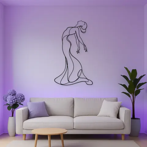 Vista alternativa di Insegna in Metallo Flusso con Schiena Arcuata | Decorazione da Parete Figura Femminile