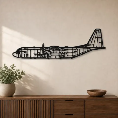 Silhouette d'avion C-130 en métal, Décoration murale en métal, Décor aéronautique, Décor d'aviation