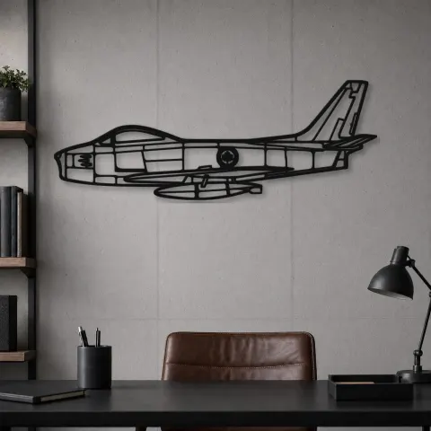 Vista alternativa di Insegna in metallo silhouette dell'aereo F86 Sabre Canada, Silhouette di aerei in metallo, Decorazione da parete aviatore