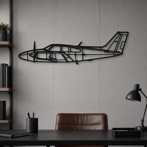 Vue alternative de Silhouette d'avion en métal 95-B55 Baron, Décoration murale aéronautique