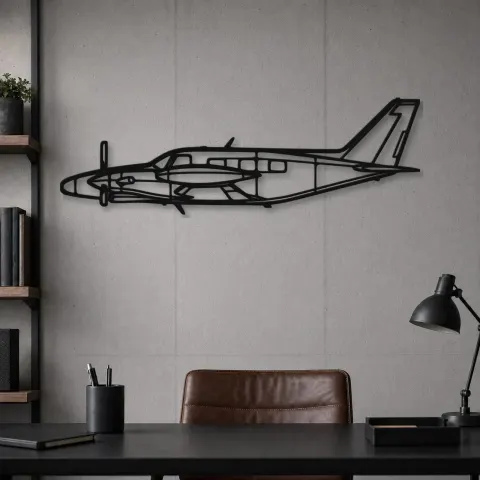 Vue alternative de Silhouette d'avion PA-31T Cheyenne en métal, Décoration murale en métal, Décor aéronautique, Décor d'aviation