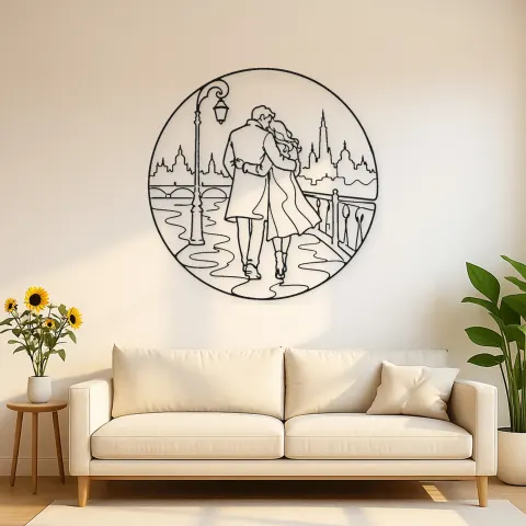 Stadtspaziergang Liebende Metall-Wandkunst | Romantische Paar Dekoration