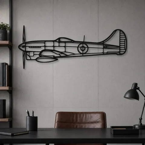 Vue alternative de Silhouette d'avion Tempest Mk V en métal, Décoration murale en métal, Décor aéronautique, Décor d'aviation