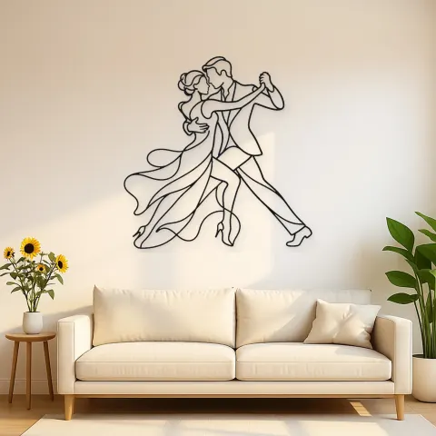 Arte Mural de Metal Abrazo Cercano de Tango | Decoración de Parejas