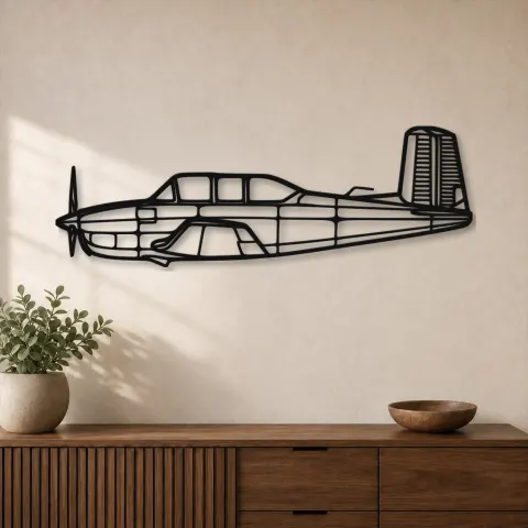 Silhouette d'avion T-34A Mentor en métal, Décoration murale en métal, Décor aéronautique, Décor d'aviation