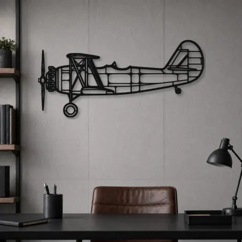 Vue alternative de Silhouette d'avion en métal N3N-3, décoration murale aéronautique