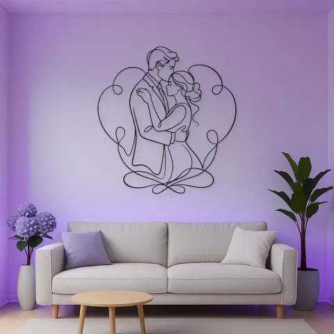 Vista alternativa de Cartel de metal personalizado de beso en la frente | Decoración romántica para parejas
