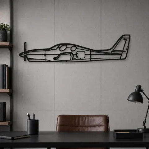 Vista alternativa di Insegna in metallo silhouette aereo Evolution, Silhouette di aereo in metallo, Decorazione da parete aviatore
