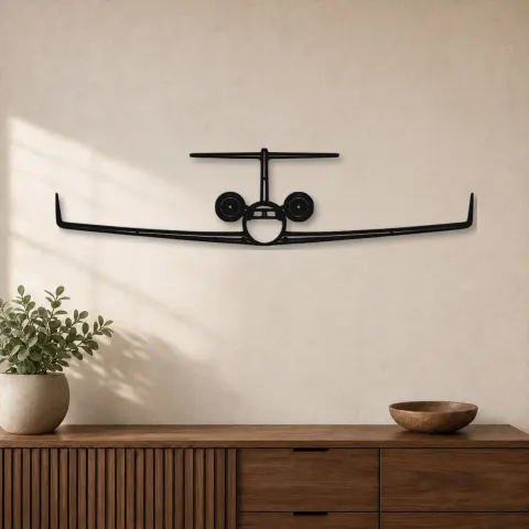 Silhouette en métal d'avion G550 Front, décoration murale en métal, décoration aéronautique, cadeau pour aviateurs