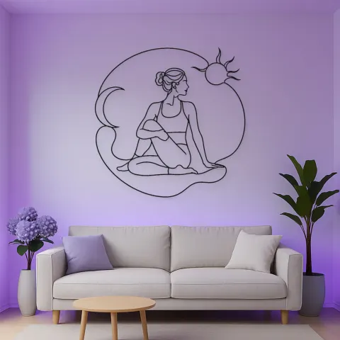 Verzerrter Stuhl Flow Metall-Wandkunst | Yoga- und Meditationsdeko alternative Ansicht