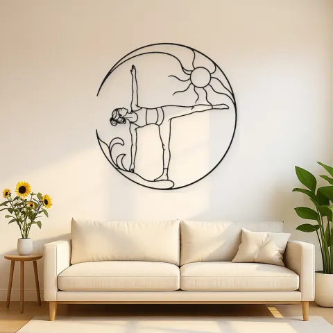 Halbmond-Balance Metall-Wandkunst | Yoga- und Meditationsdeko