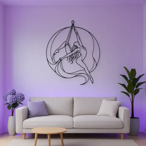 Vista alternativa di Insegna in Metallo Danzatrice di Seta Aerea | Decorazione da Parete Danza Aerea