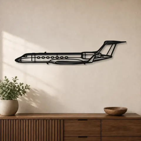 Silhouette en métal d'avion G550, décoration murale en métal, décoration aéronautique, cadeau pour aviateurs