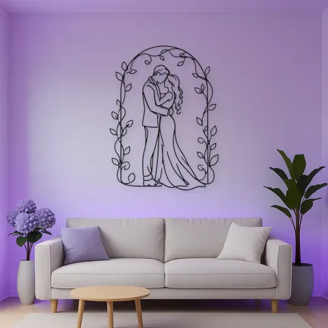 Vista alternativa de Cartel de metal pareja arco romántico | Decoración pareja romántica