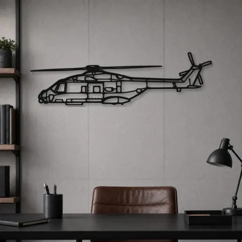 Vue alternative de Silhouette d'avion en métal NH90 NFH, décoration murale aéronautique