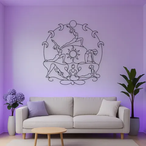 Vista alternativa de Secuencia de Luna de Yoga Cartel de Metal | Decoración de Yoga y Meditación