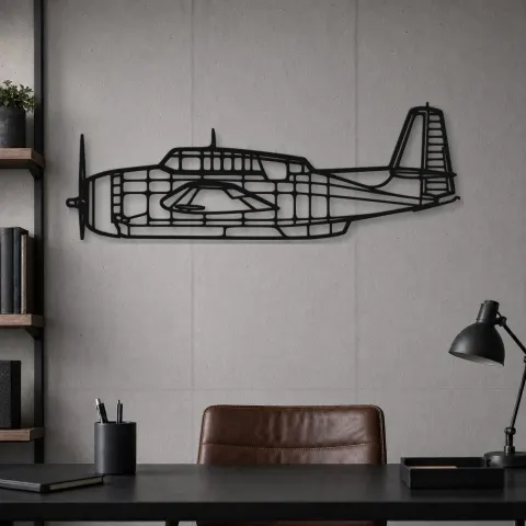 Vue alternative de Silhouette d'avion TBM-3N en métal, Décoration murale en métal, Décor aéronautique, Décor d'aviation