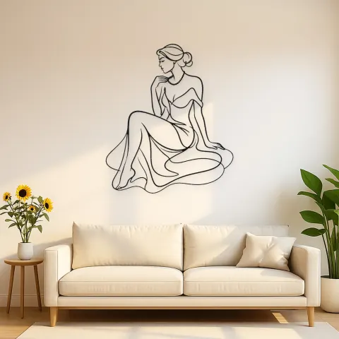 Femme avec perle | Décoration murale en métal