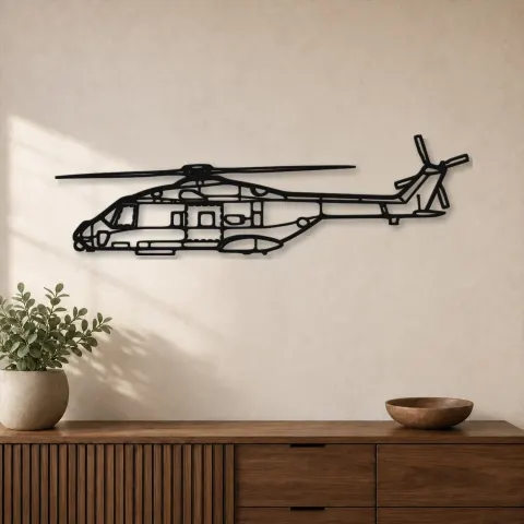 Silhouette d'avion en métal NH90 NFH, décoration murale aéronautique
