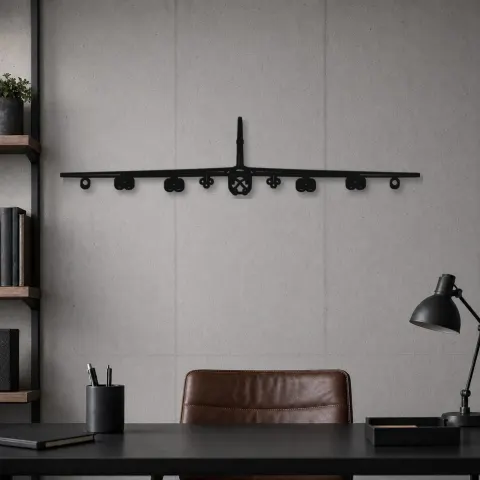 Vue alternative de Silhouette d'avion B-52H Stratofortress en métal, Décoration murale en métal, Décor aéronautique, Cadeau pour aviateur