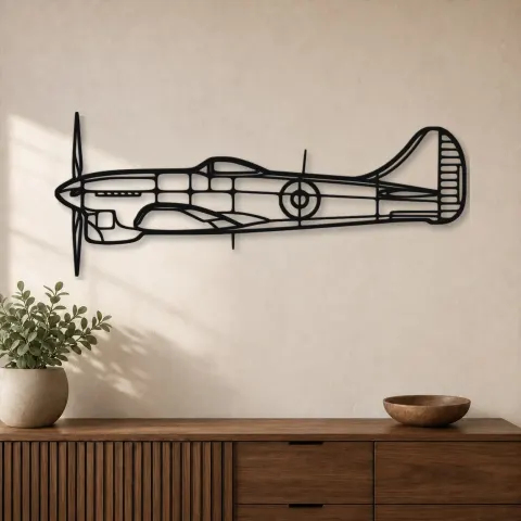 Silhouette d'avion Tempest en métal, Décoration murale en métal, Décor aéronautique, Décor d'aviation