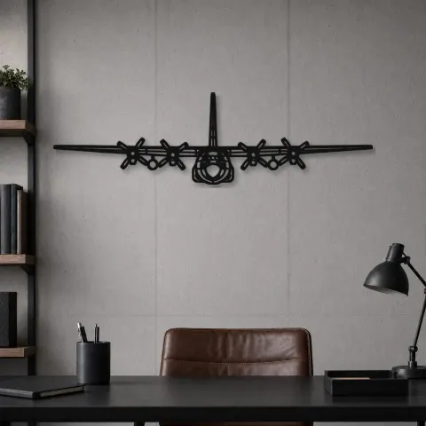 Vue alternative de Silhouette d'avion C-130H Hercules Front en métal, Décoration murale en métal, Décor aéronautique, Décor d'aviation