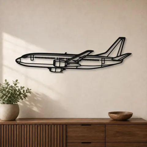 Silhouette d'avion B737-300 Angle en métal, Décoration murale en métal, Décor aéronautique, Cadeau pour aviateur